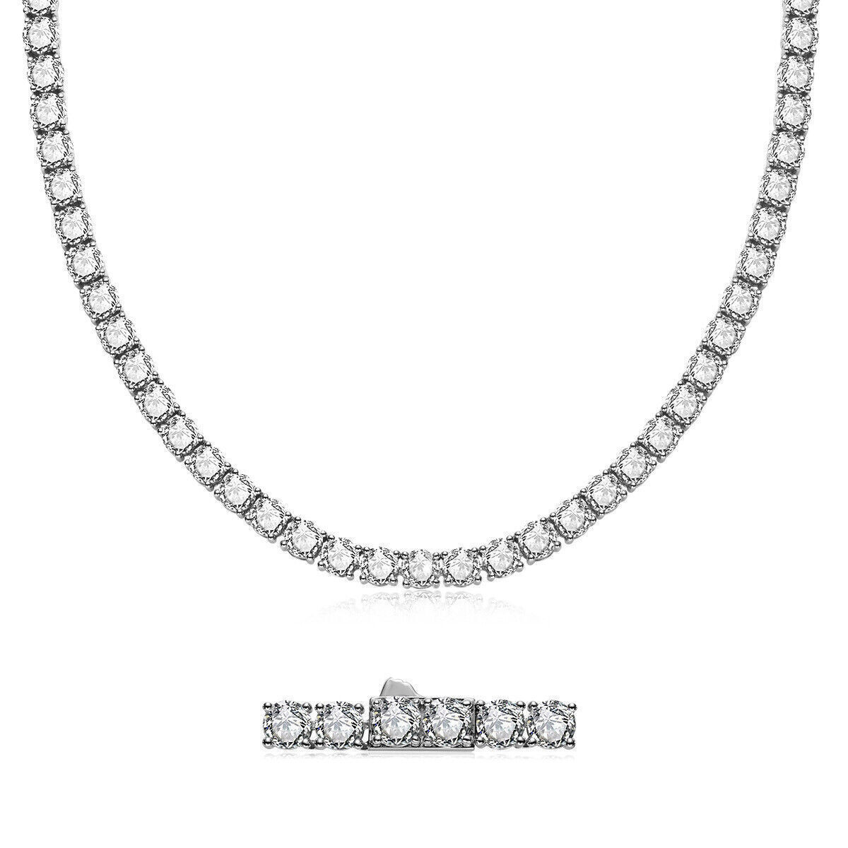 3mm 4mm 5mm MOISSANITE Tennis Chain Necklace 925 Sterling Silver Passes Tester