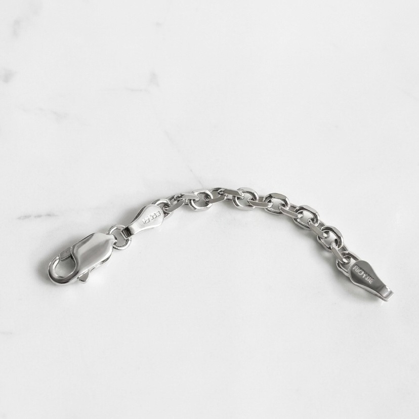 3mm Heavy Duty Cable Chain Necklace Bracelet Extender Real Solid 14K White Gold