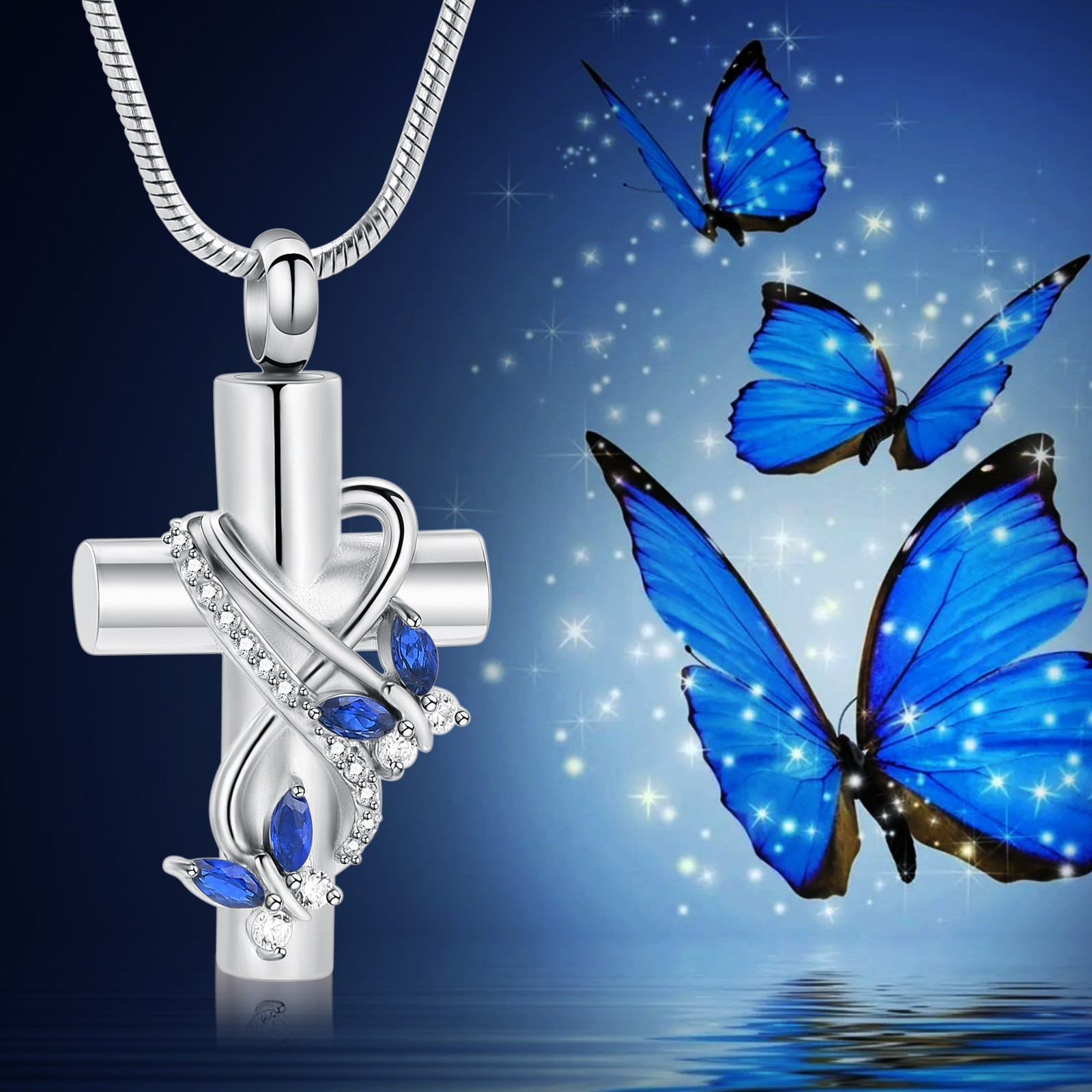 Urn Necklaces for Ashes Butterfly Urn Cremation Jewelry for Ashes for Human/Pet