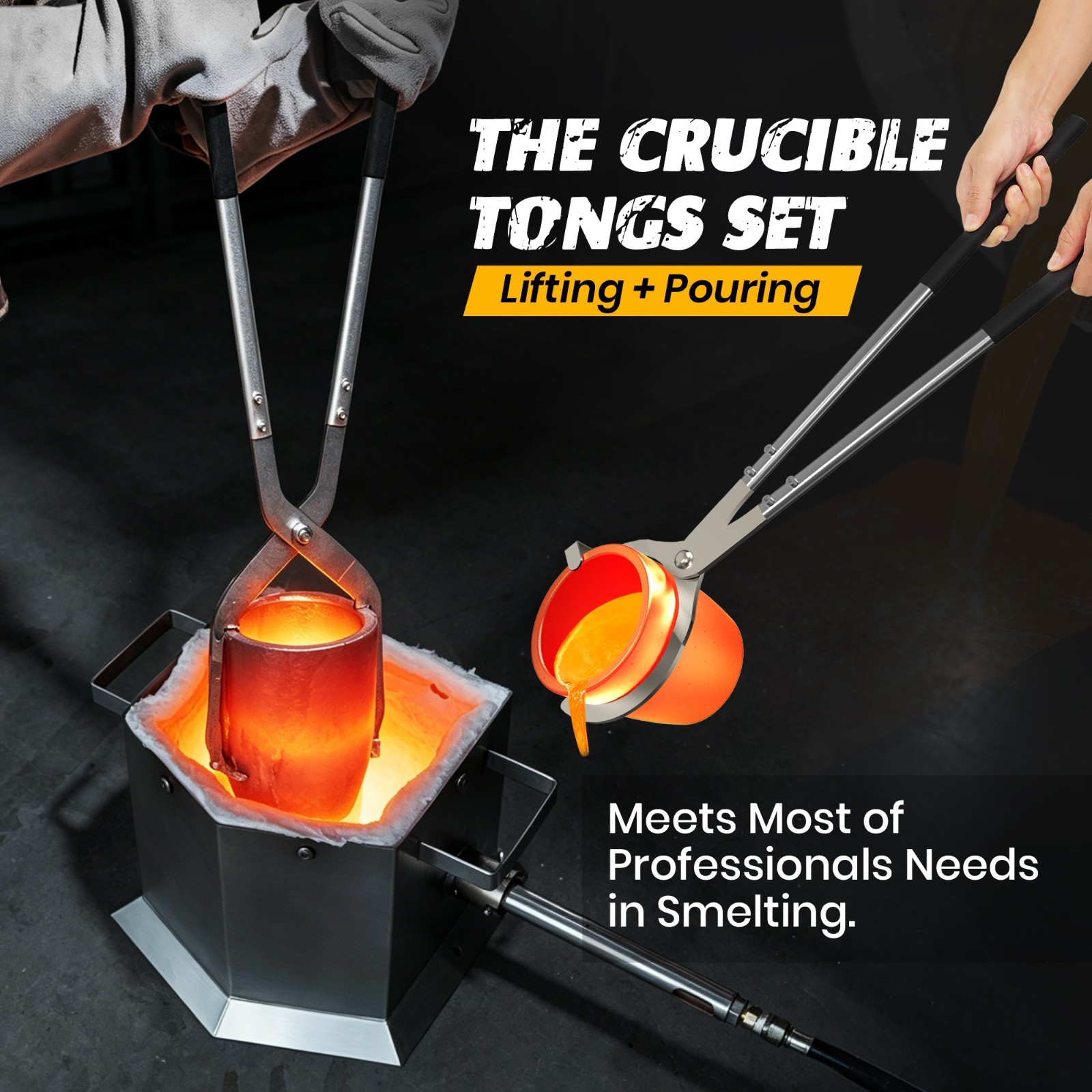 7KG Propane Furnace Kit w/ 2 Crucible Tongs,Smelting Gold Metal Recycle 2700℉