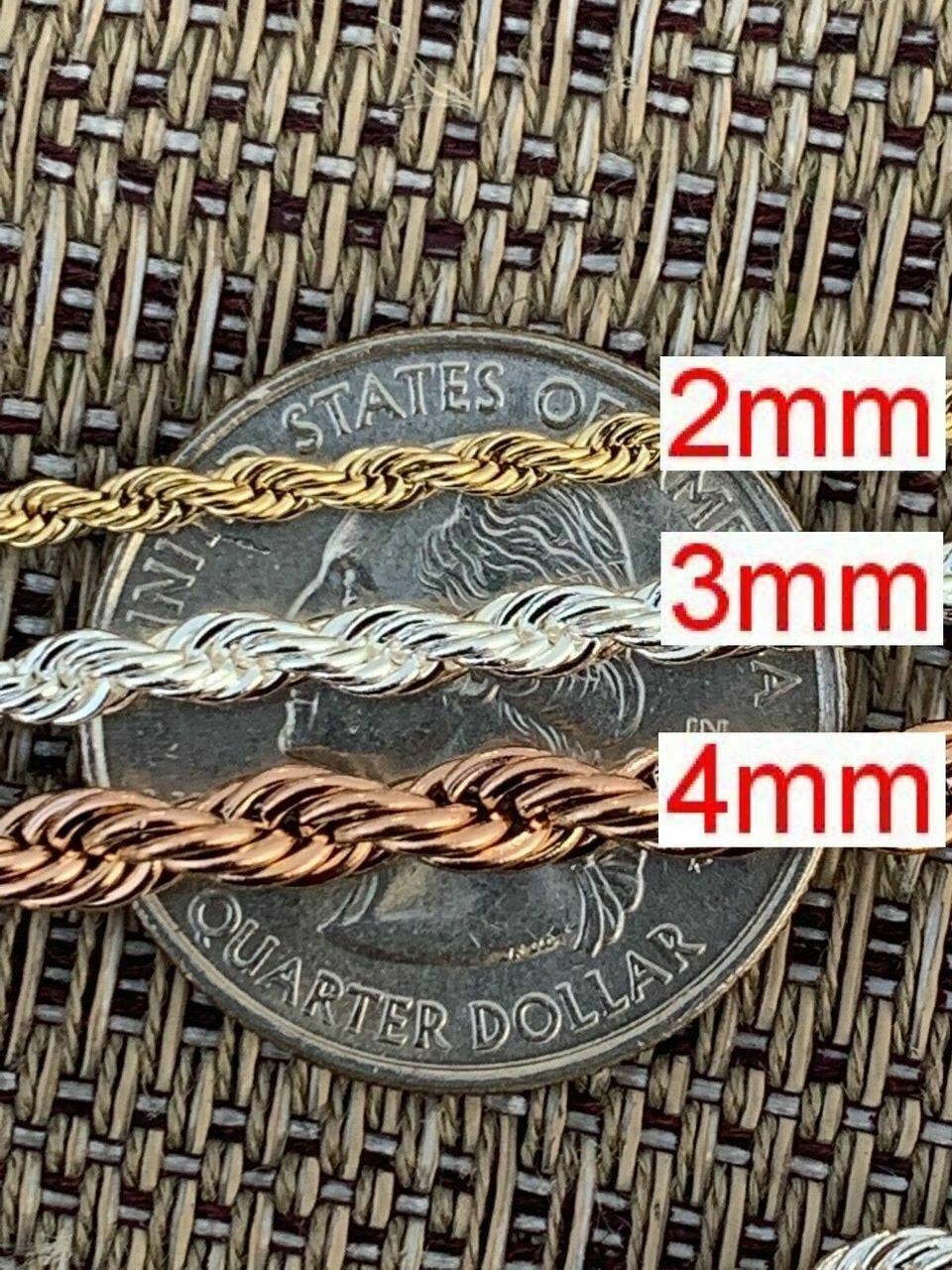 Rope Chain Yellow Rose Gold Plated Over Solid Stainless Steel – 2-6mm 18-30″
