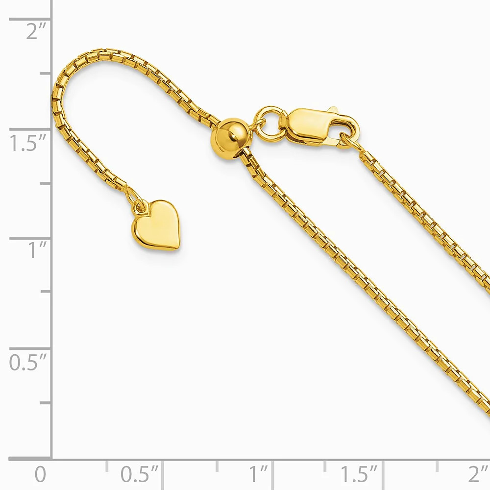 Sterling Silver Gold-Plated Adjustable 1.5mm Round Box Chain Necklace 22″-30″