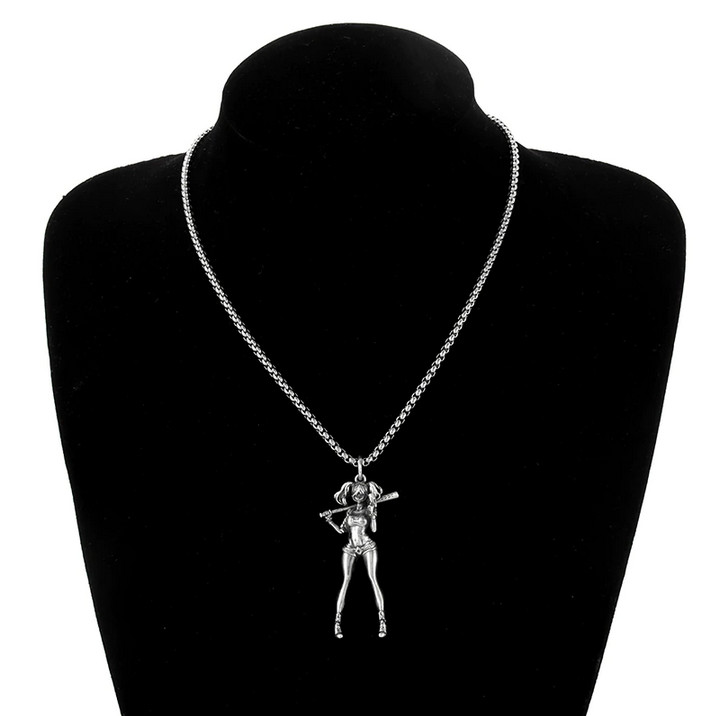 Harley Quinn Jewelry Vintage Silver Color DC Batman Sexy Pendant Necklace