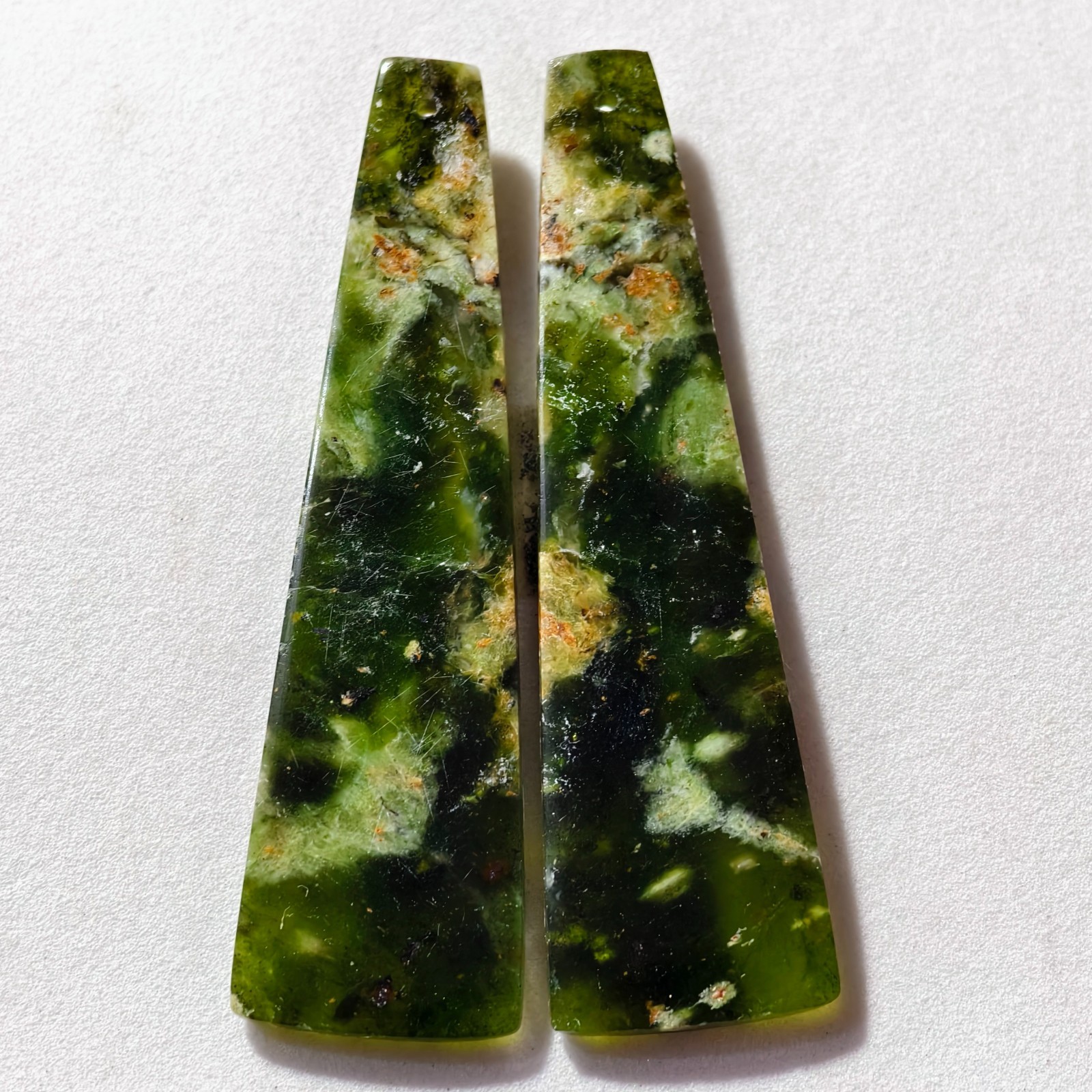 72 Cts Natural Chrome Chalcedony Drilled Pair Cabochon Gemstone 60 X 17 MM