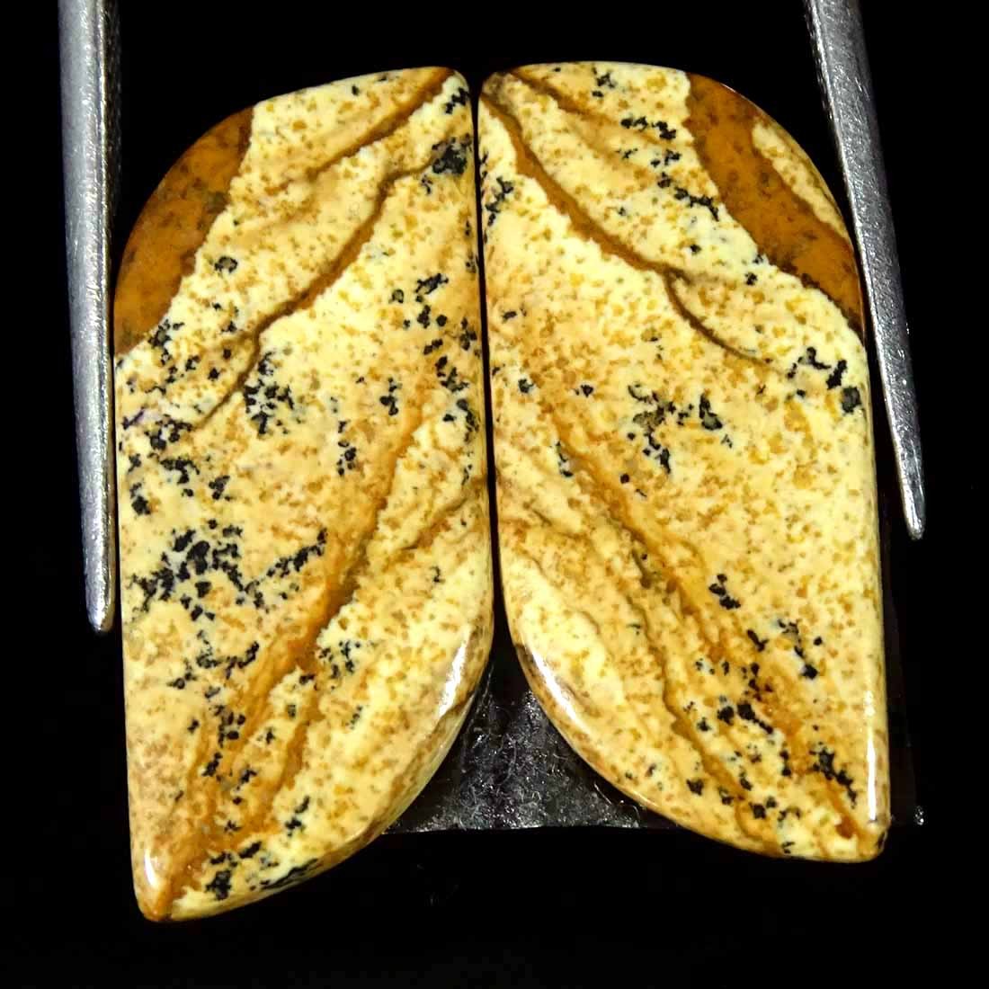 13.80Cts Natural Picture Jasper Cabochon Loose Gemstone Pair 10x23x3mm Fancy