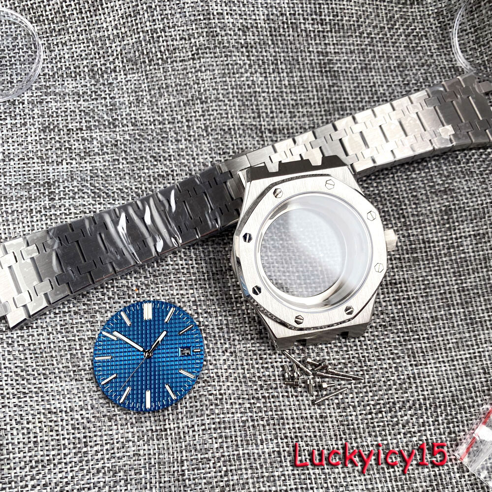 42mm Watch Case Bracelet For NH35 NH36 Automatic Black PVD Octagon Watch Case