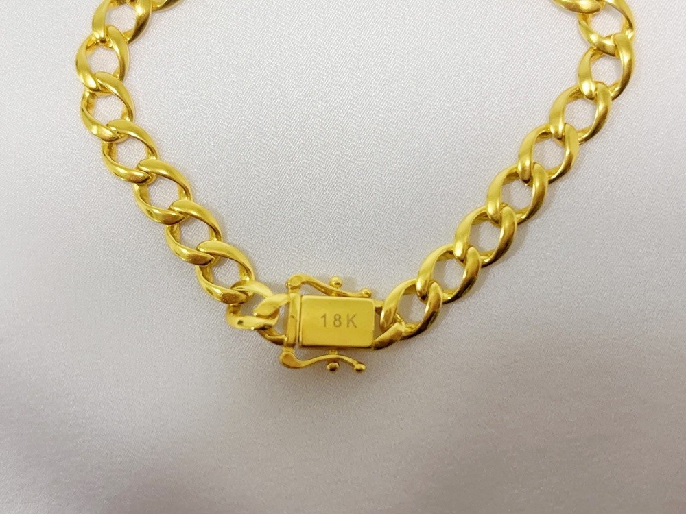 18K Yellow Gold Solid Cuban Link Chain Bracelet 8mm 8″ Unisex for Men Women