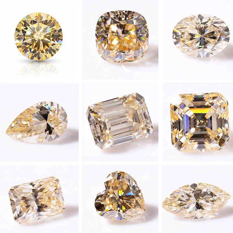 Princess Square Cut Moissanite Loose Stone Champagne VVS1 GRA Lab-Created Gems