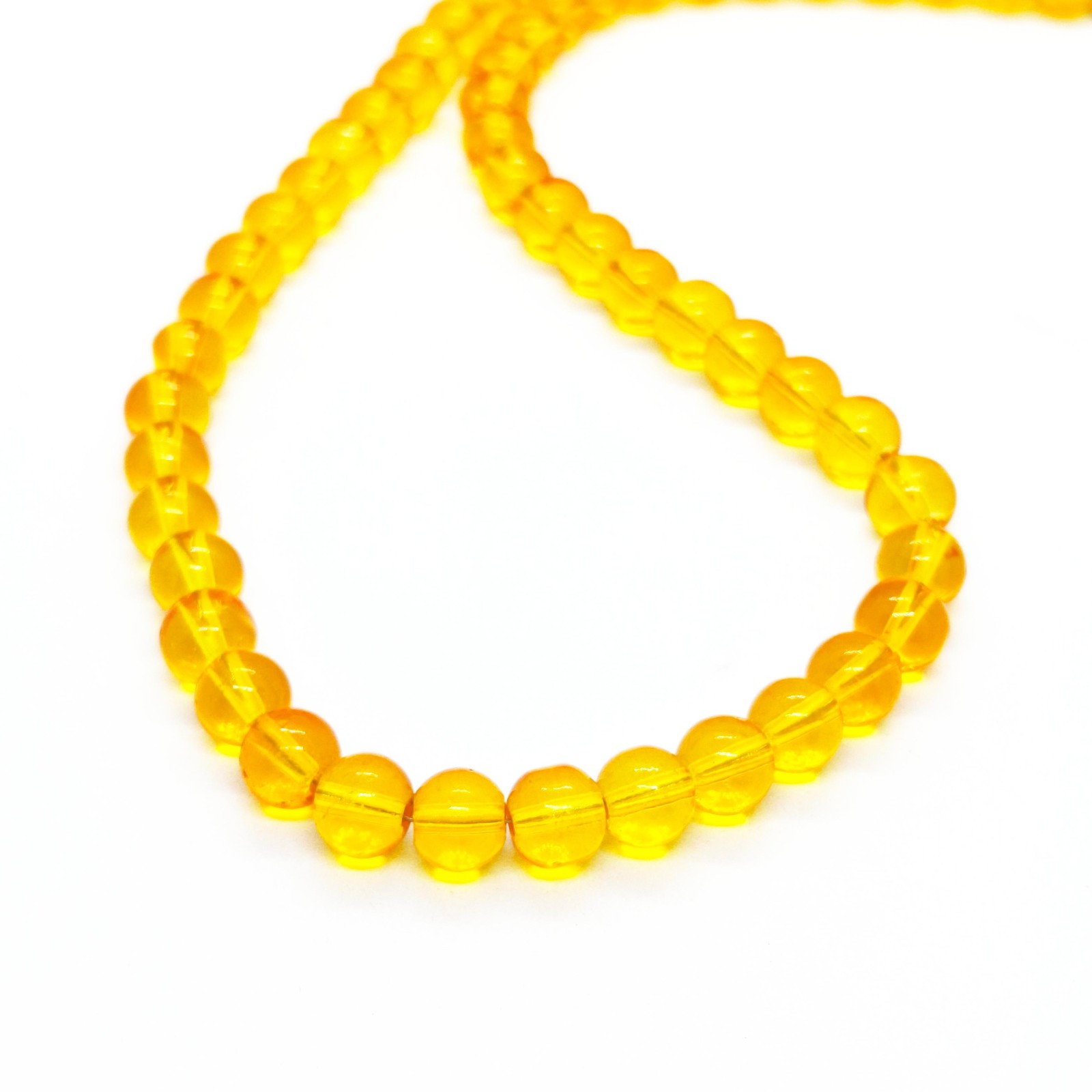 Yellow Citrine Beaded Necklace 8mm Round Beads, Natural Citrine Gemstone Beads