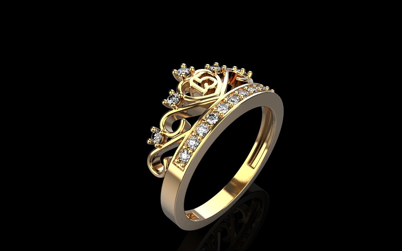 15 Anos Quinceanera Ring Yellow Gold moissanite Crown 15Ring,14k gold palted