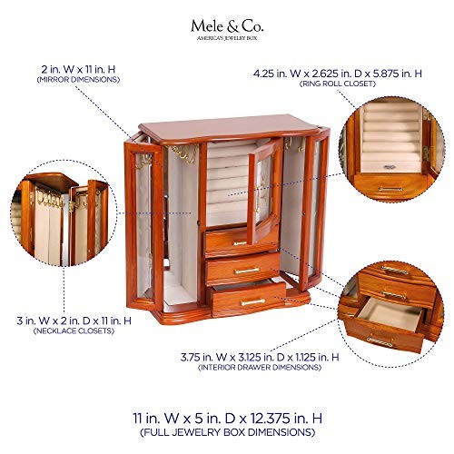 Mele and Co. Richmond Wooden Jewelry Box (Walnut Finish), Medium