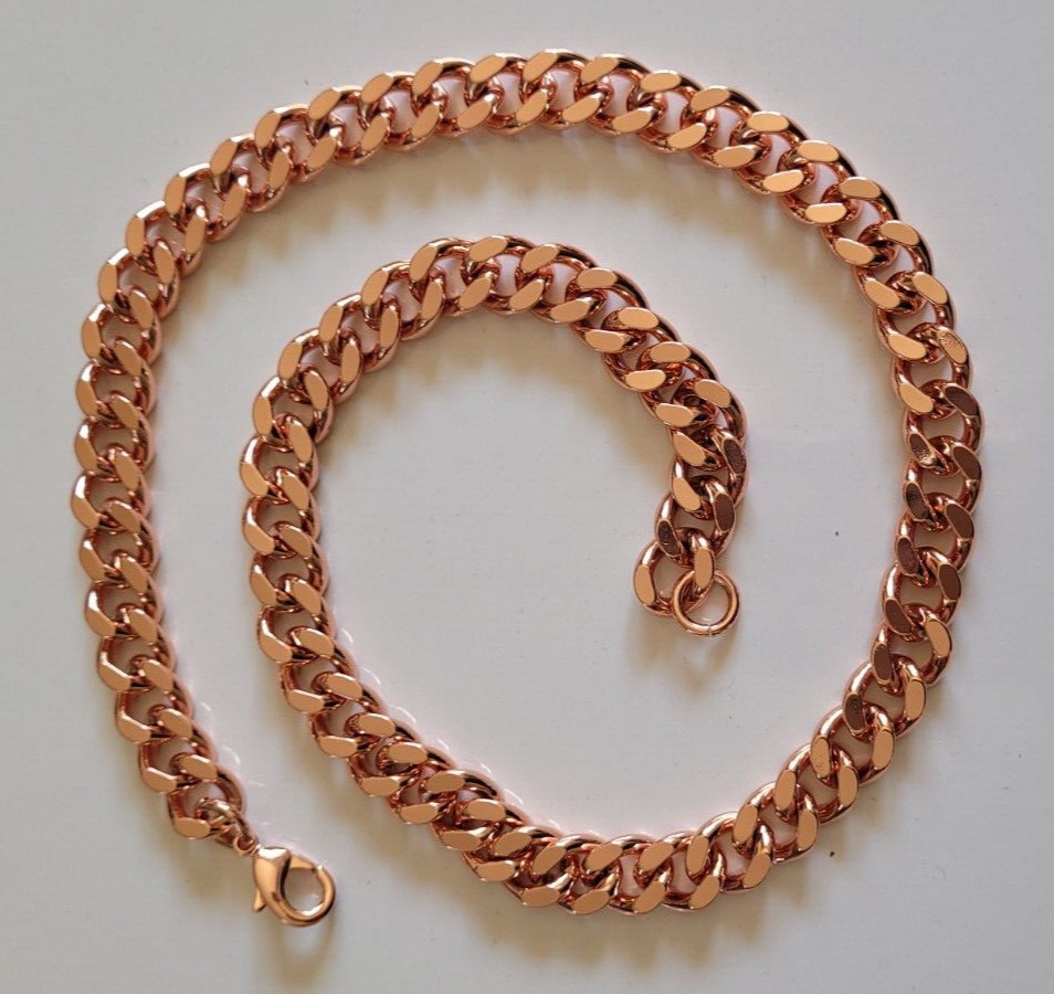 Pure Solid Copper Cuban Curb Chain Link 158gr Heavy 12mm 24″ Chunky Necklace