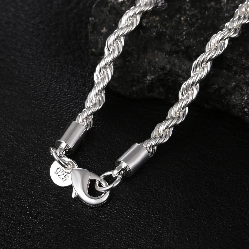 925 Sterling Silver Italian Rope Chain Men’s Necklace 4mm – NEW**