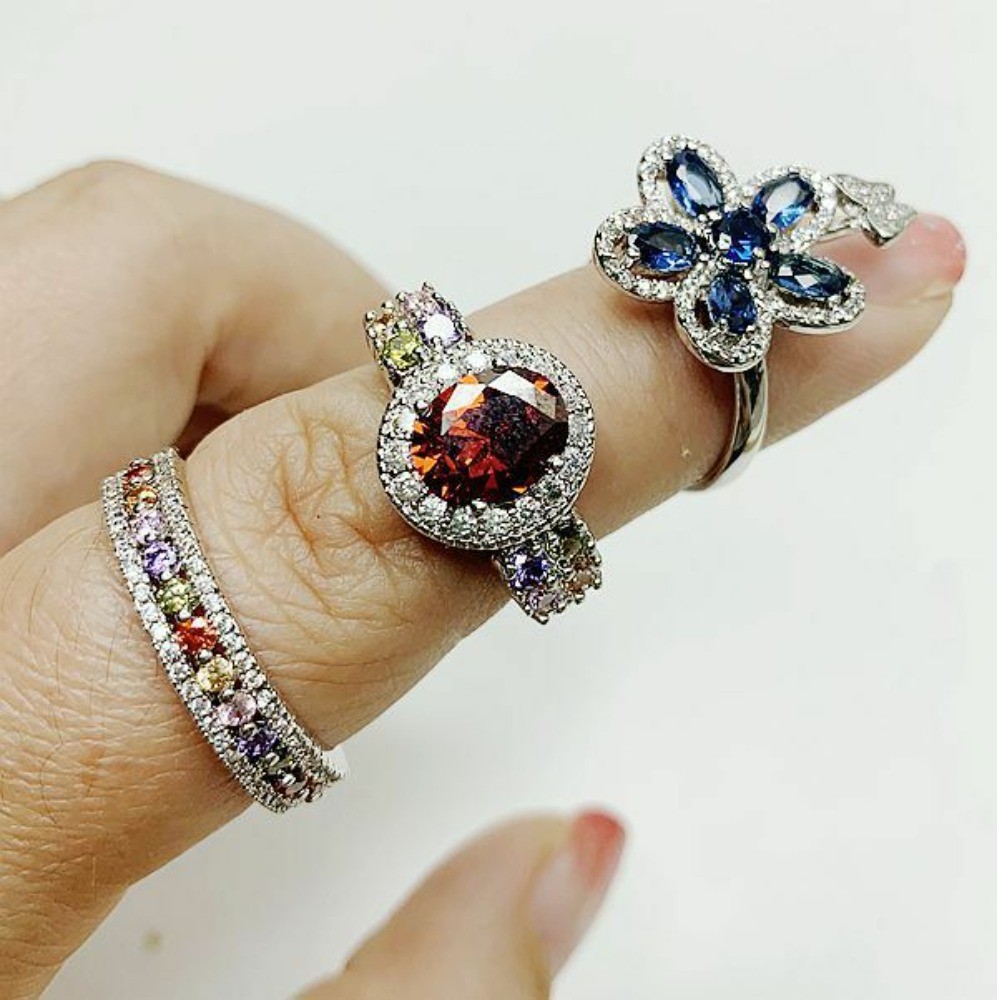 25/50/100/200Pcs Wholesale Mixed Rings Bulk Finger Gemstones Crystal Jewelry Lot