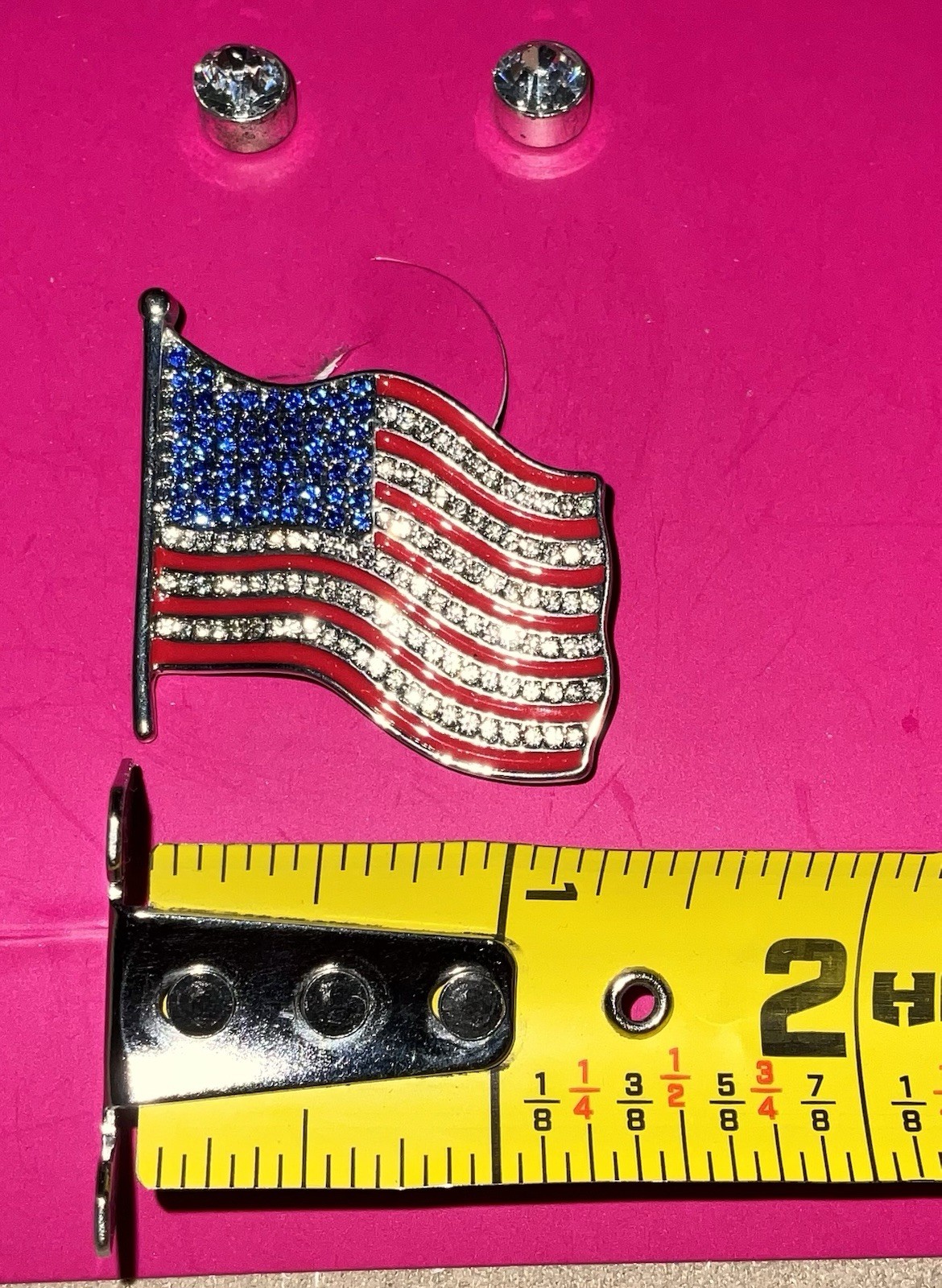 Rhinestone American USA Flag Brooch Pin Crystal Lapel Pin, New, See Description
