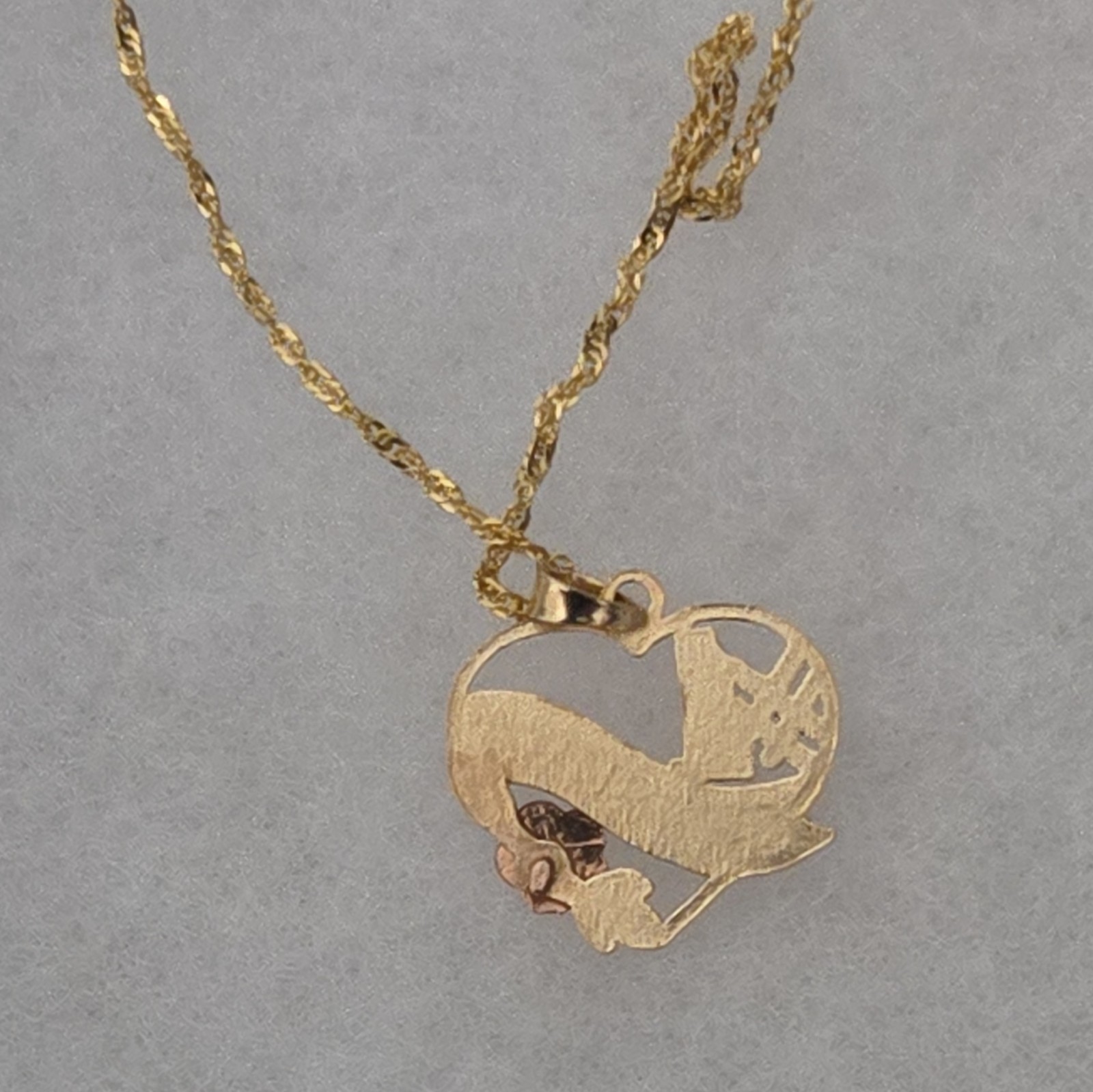 14K Yellow Gold #1 Grandma Heart Pendant, 14K Rope Chain Necklace Signed, 2g.