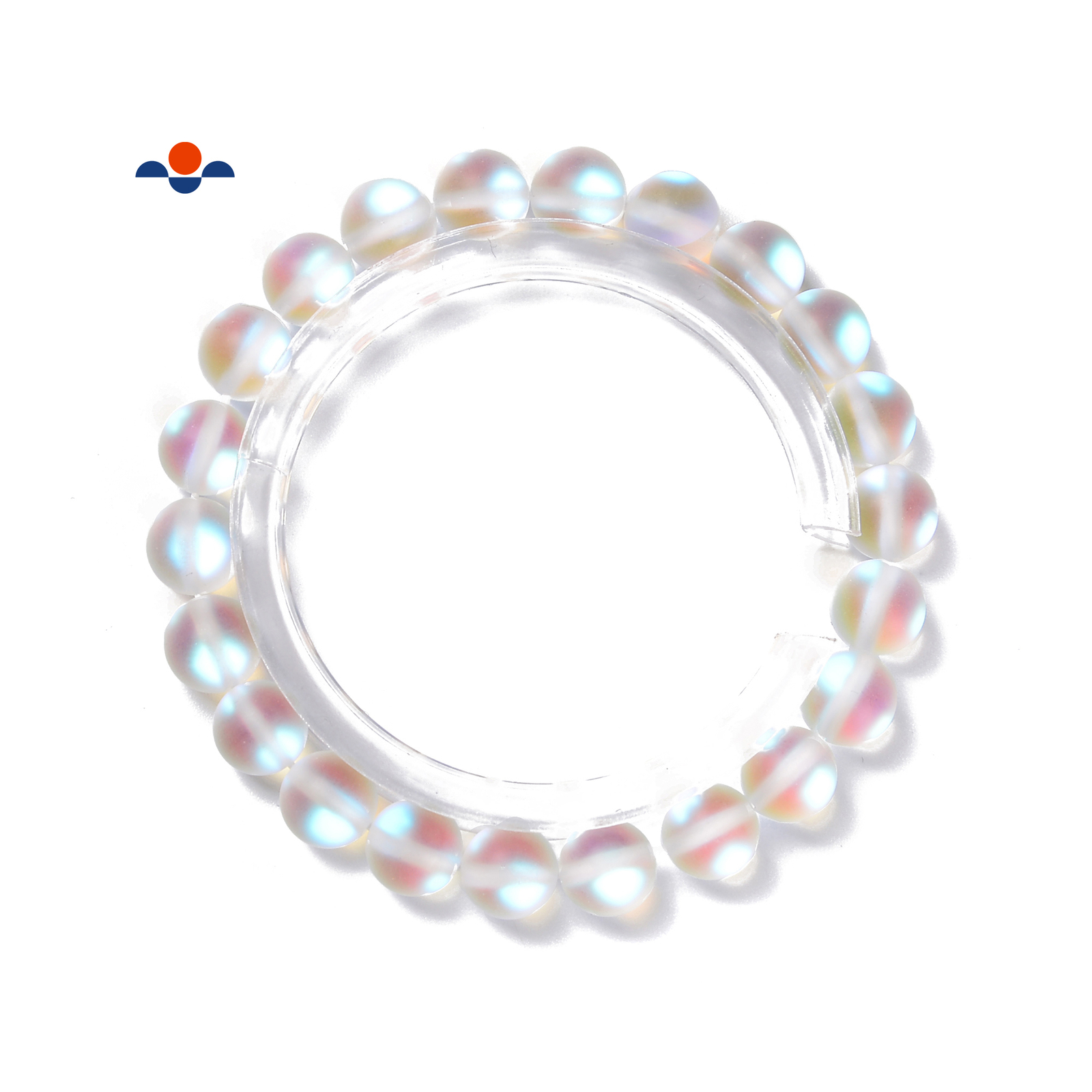Clear Mystic Aura Crystal Glass Matte Bracelet Round Size 8mm 10mm 7.5″ Length