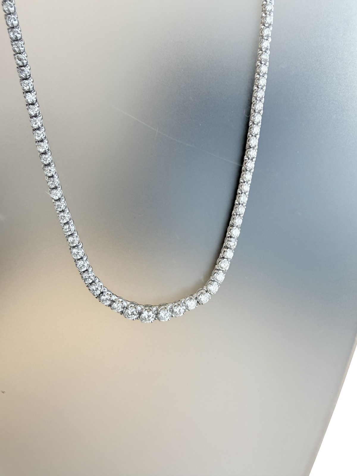 15.50 CTW Natural Diamond Tennis Necklace 14K White Gold G-H Color VS2 17 Inches