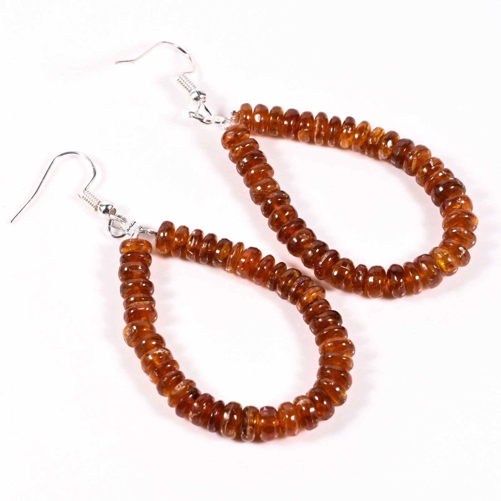 Orange Kyanite Dangle Earrings Handmade Rondelle Gemstone Drops