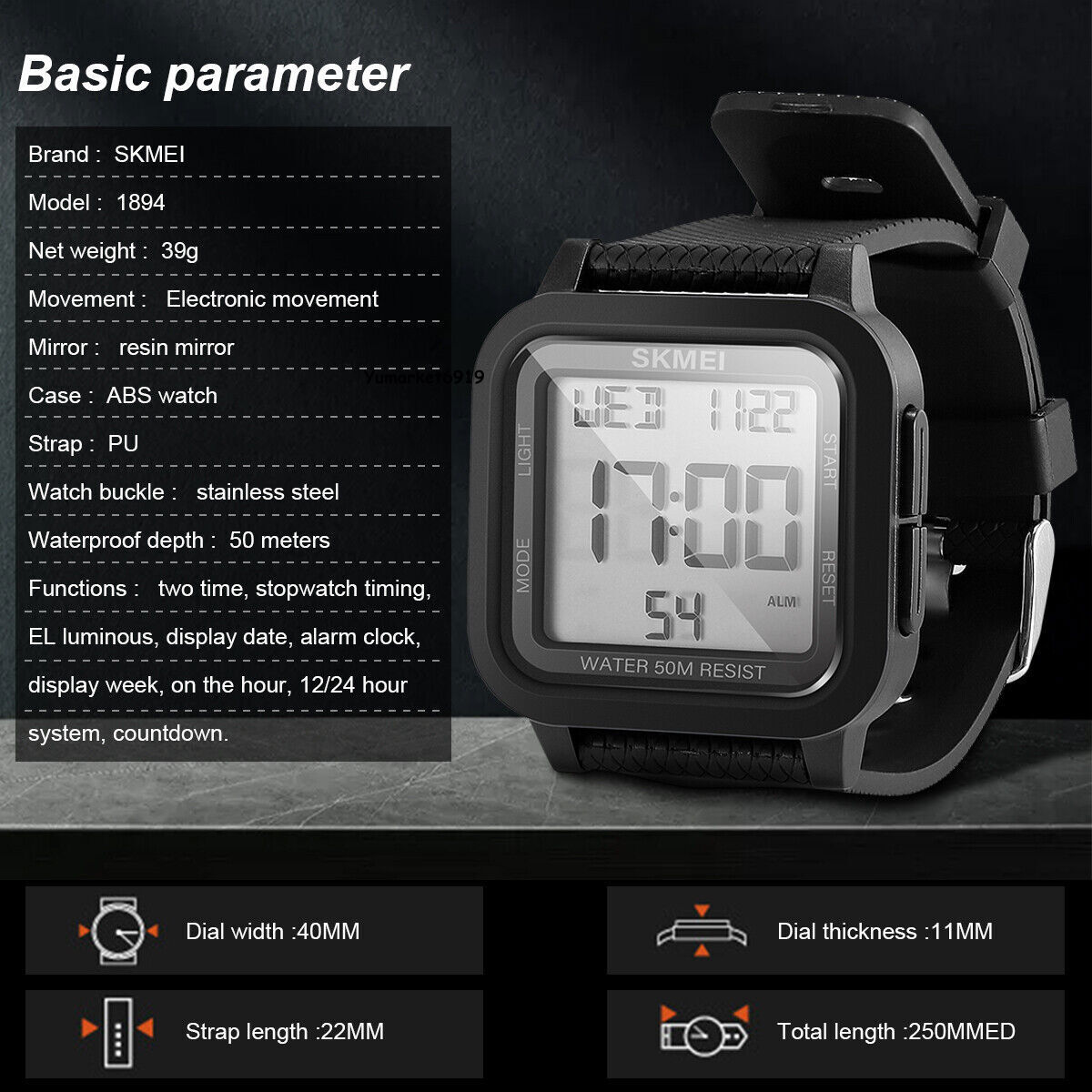Men’s Military Sports Watch LED Screen Large Digital Face Waterproof Wristwatch