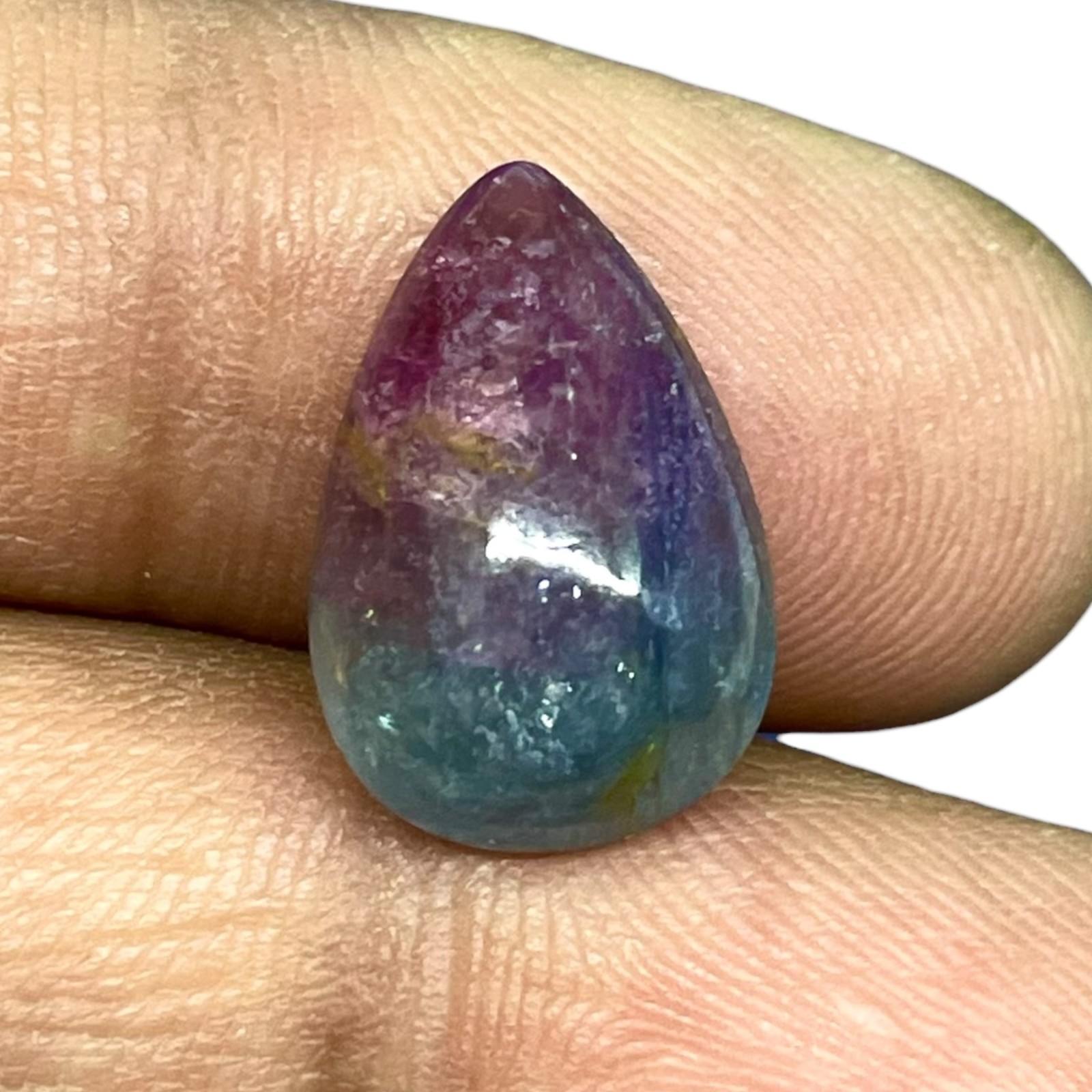 7.93 Cts Natural Bi Color Tourmaline 16x12mm Pear Cabochon Untreated Gemstone