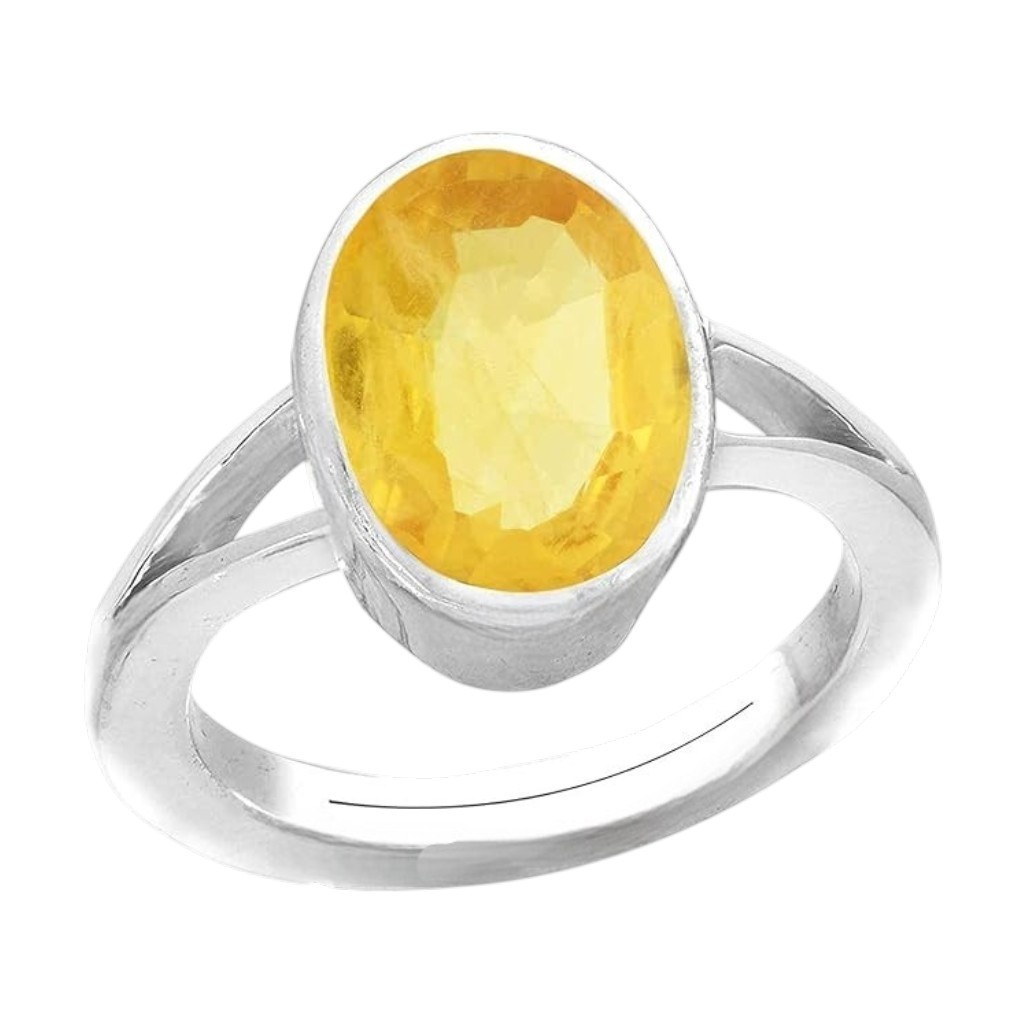 Certified 8.25 Ct Yellow Sapphire Ring Silver Plated Adjustable Men Women Gift