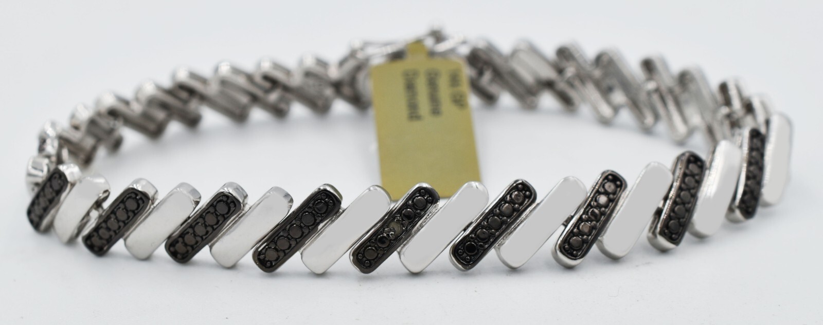 GENUINE DIAMOND BRACELET 14K WHITE GOLD PLATED – Made in USA