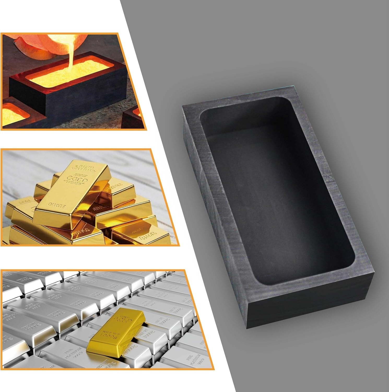 1kg Graphite Ingot Molds,Metal Melting Refining Tools for Casting Gold Silver…