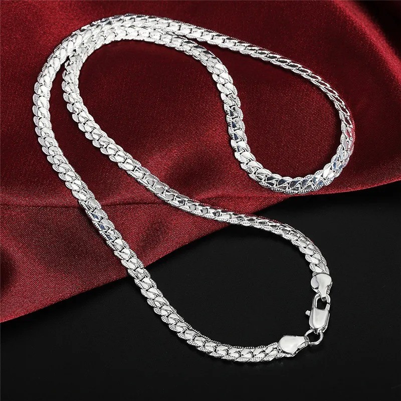 925 Sterling Solid Silver Chain Necklace Jewelry for Women Men Fashion GiftView