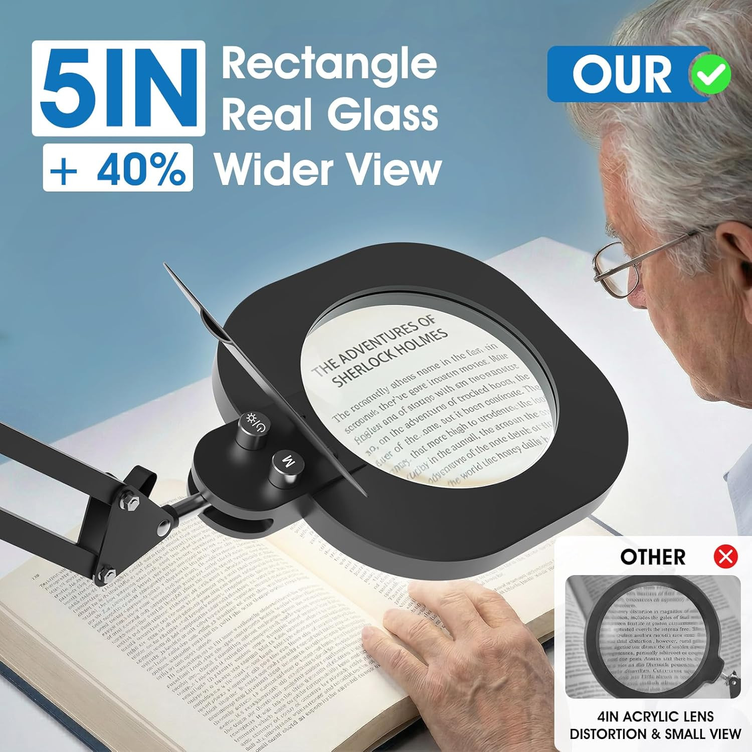 10X Magnifying Glass with Light and Stand：27 Inch Extra Long Arm Magnifying Lamp