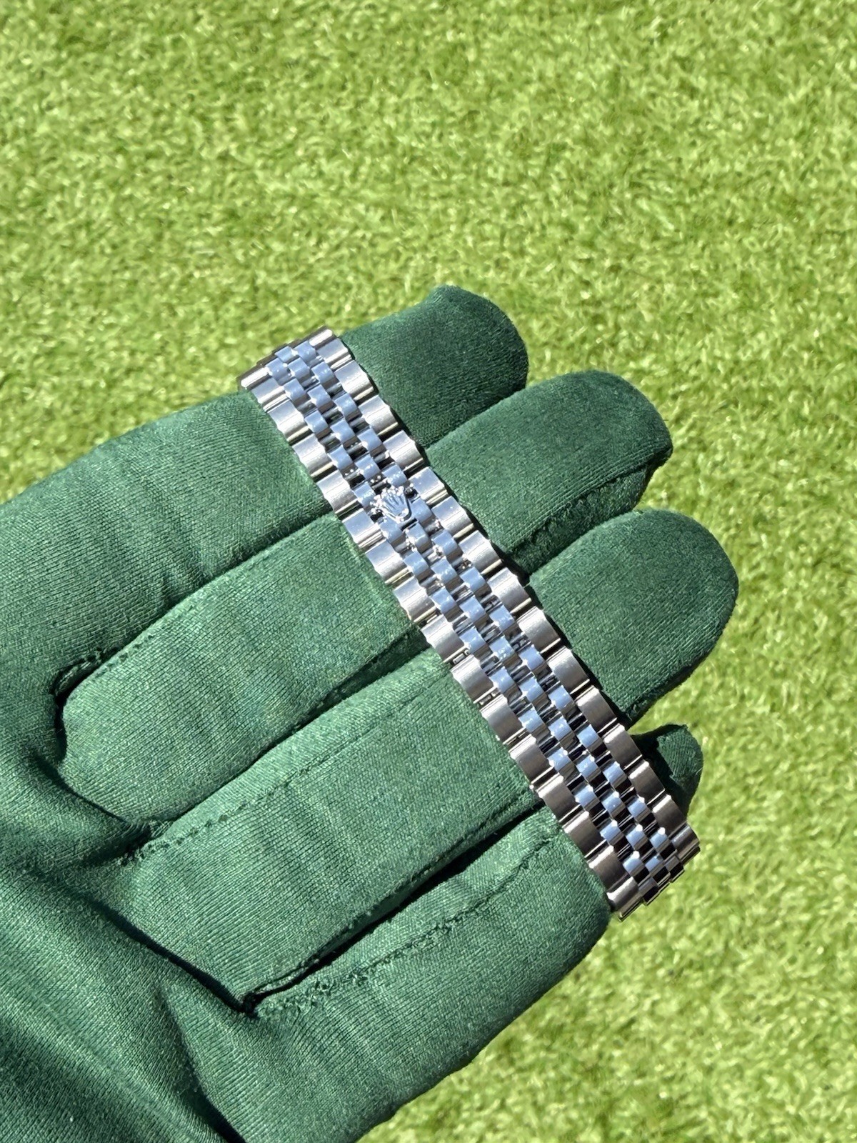 Ladies Rolex Datejust 28 18K WG Fluted Steel Jubilee Dark Grey Dial 279174 Box
