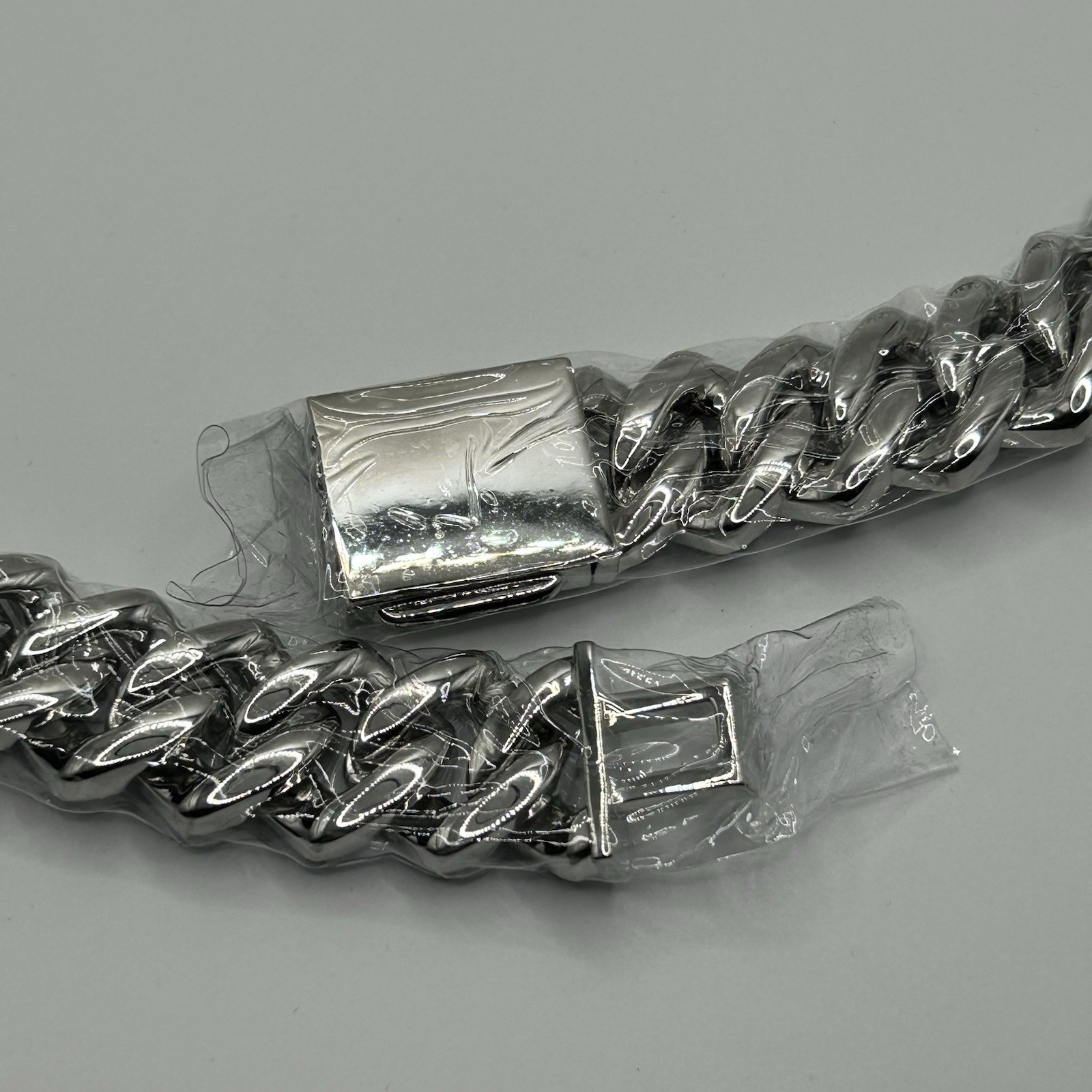 Moissanite Cuban Chain Nee Miami 3Row Iced Silver Necklace 20mm 22 Inch Hip Hop