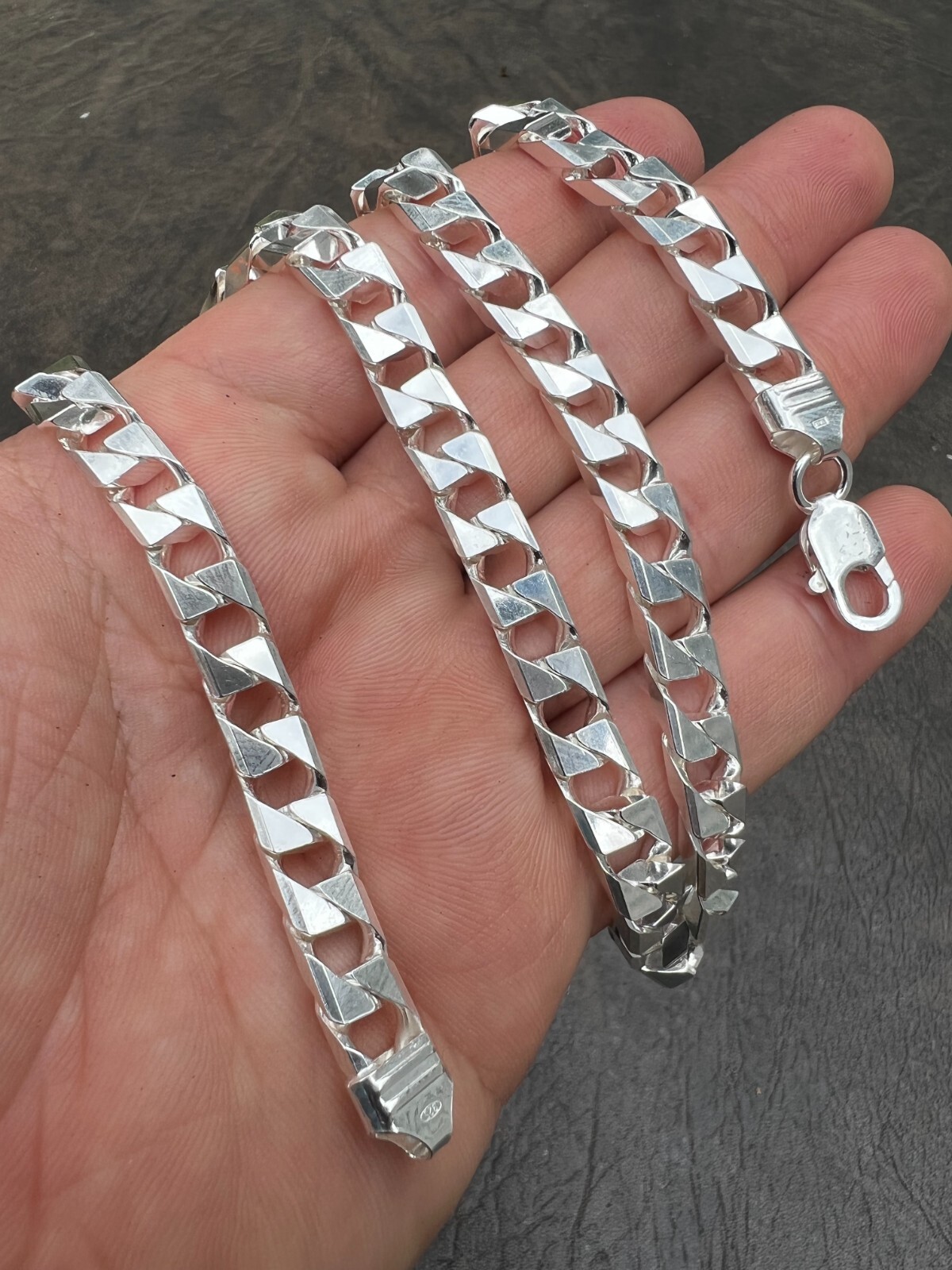 Real Solid 925 Sterling Silver SQUARE Miami Cuban Chain Necklace / Bracelet Curb