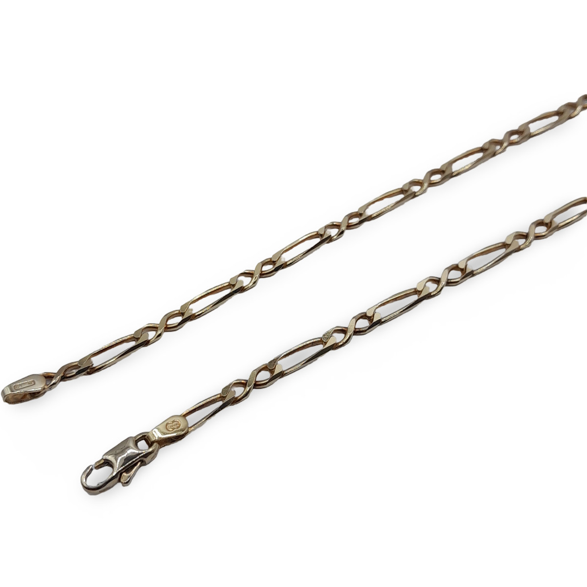 9ct Gold Chain – 9ct Gold Figaro Style Chain Elongated Link Necklace 16Inch 40cm