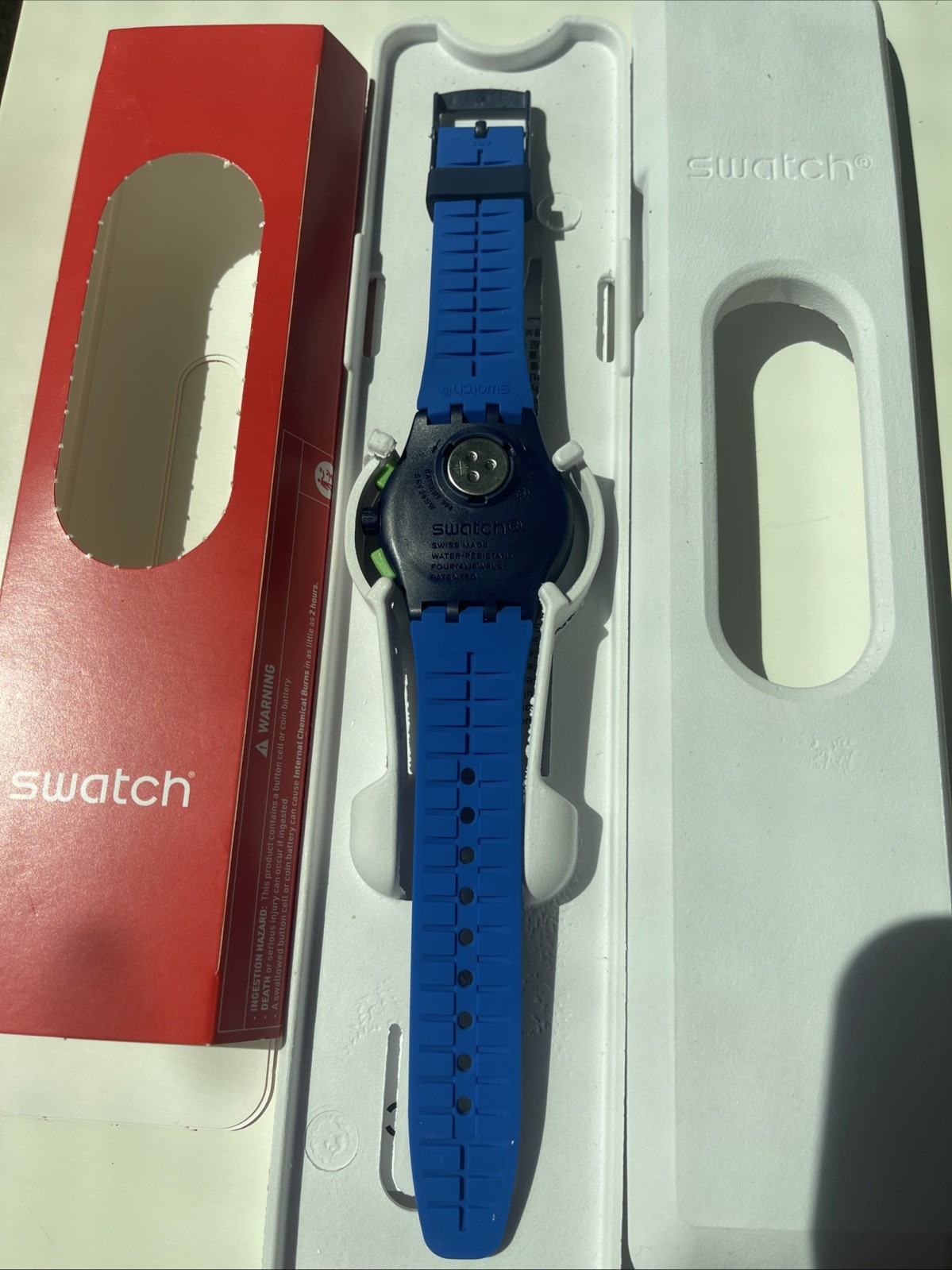 Limited Swiss Swatch BLEU SUR BLEU Silicone Chrono Men Date Watch 42mm SUSN409