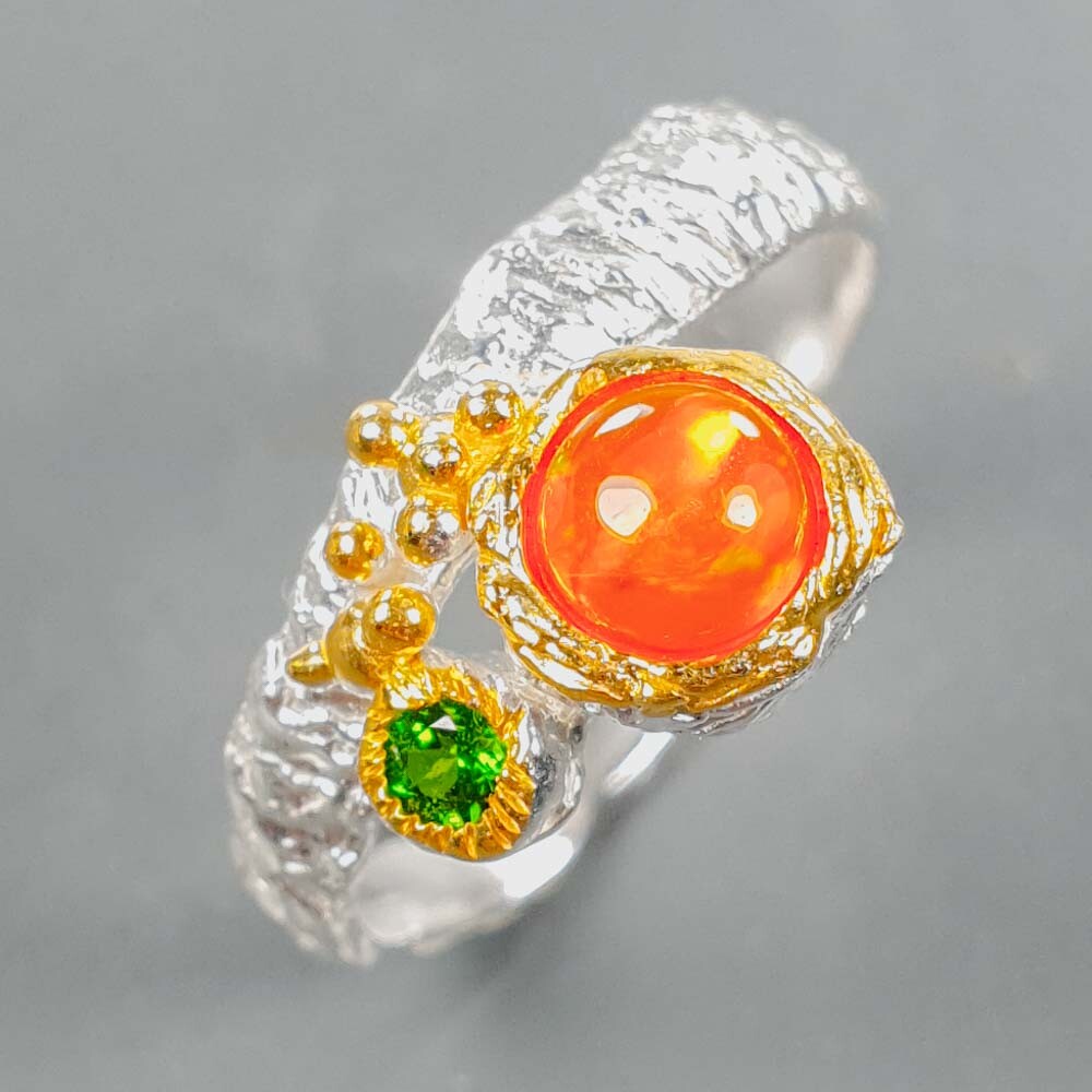 Handmade Jewelry Gift Heated Natural Opal 925 Sterling Silver Ring / RVS410