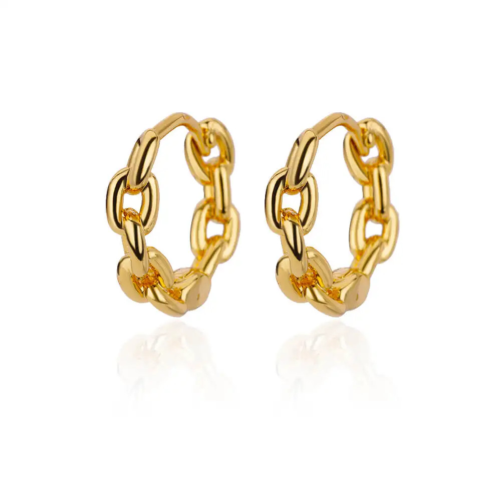 Huggie Hoop Earrings Women Gold Stainless Steel CZ Trendy Snowflake Flower