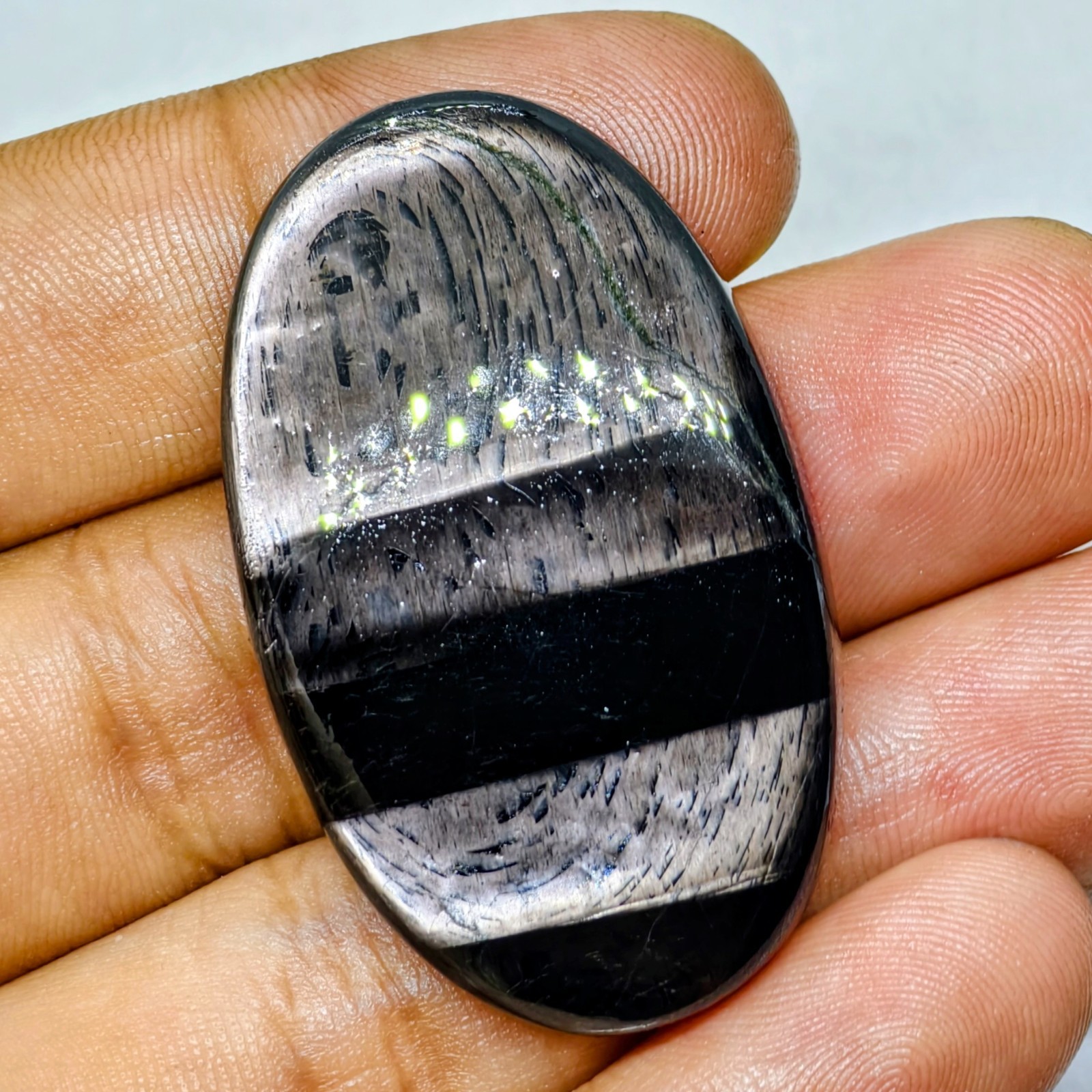 87 Cts Natural Hypersthene Cabochon Gemstone For Jewelry 43.8X26.3X6.6 MM