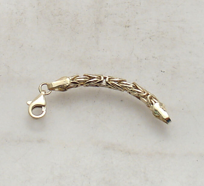Round Byzantine Extender for Bracelet Chain Necklace Real 14K Yellow Gold