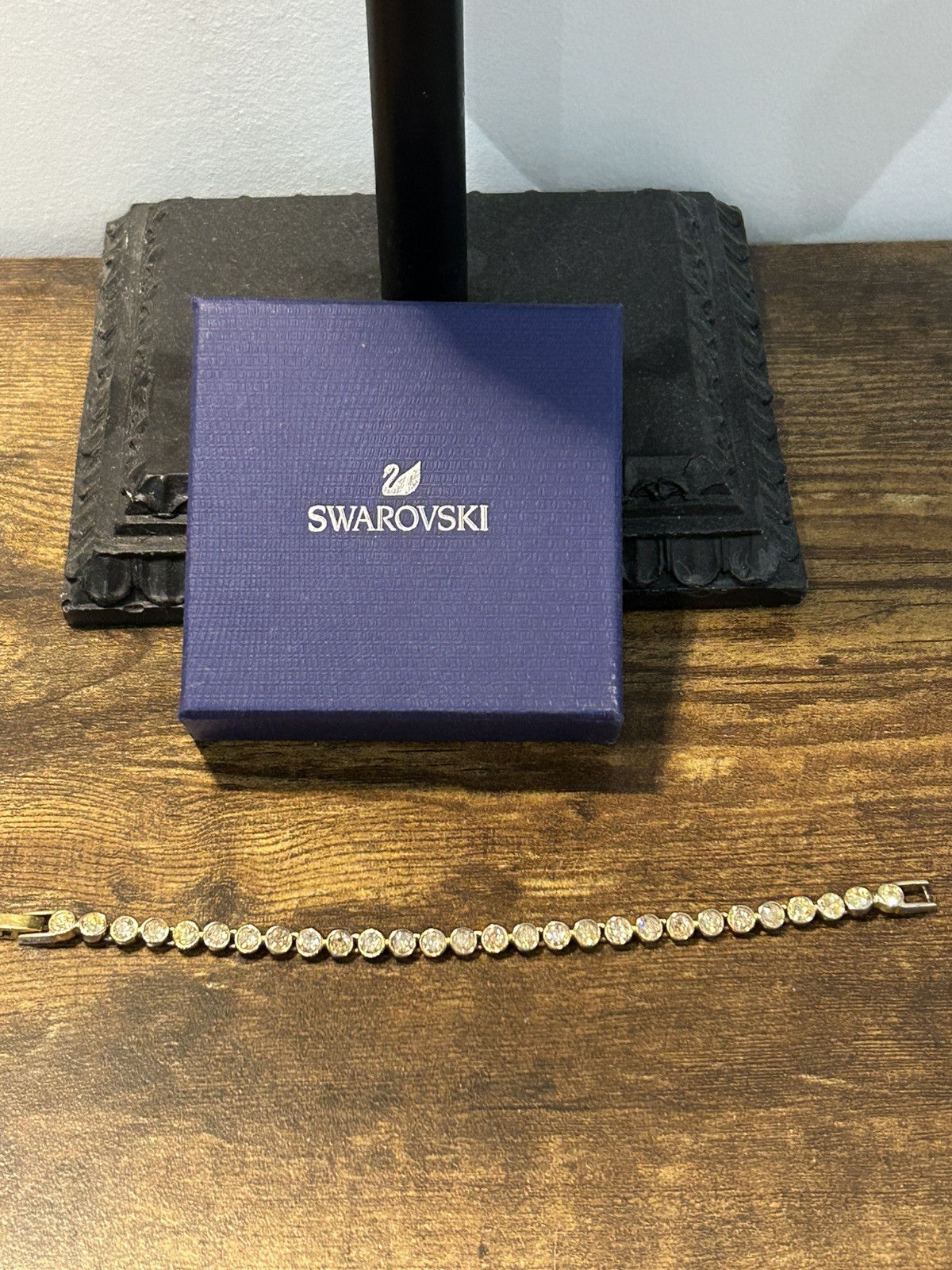 Stunning Swarovski Champagne Yellow Gold Plated Tennis Bracelet see Description
