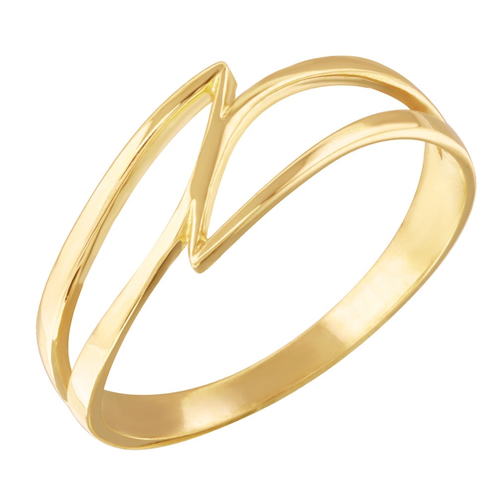 Gold Double Swish Outline Openwork Minimal Women’s Ring Yellow/Rose/White Gold