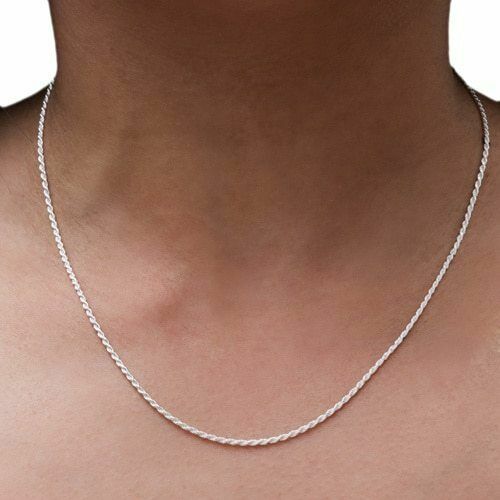1.5MM Solid 925 Sterling Silver Italian DIAMOND CUT ROPE CHAIN Necklace Italy