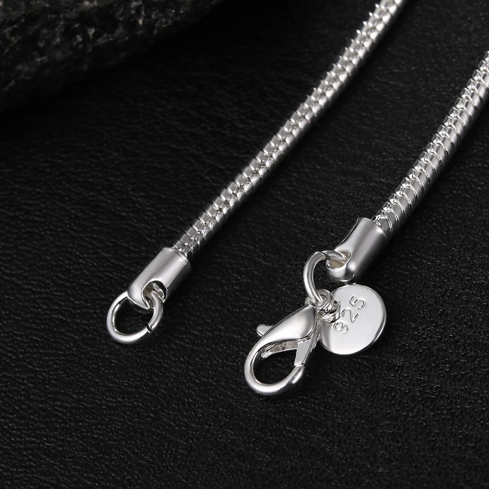 925 Sterling Silver Solid Snake Chain Womens Mens Necklace