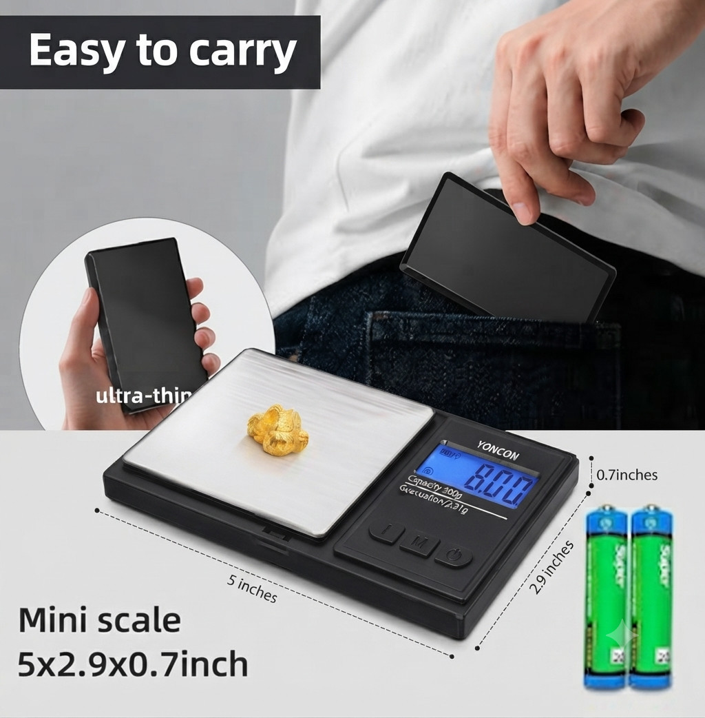 Digital Pocket Scale 500g x 0.01g Precision Gram Scale LCD Display
