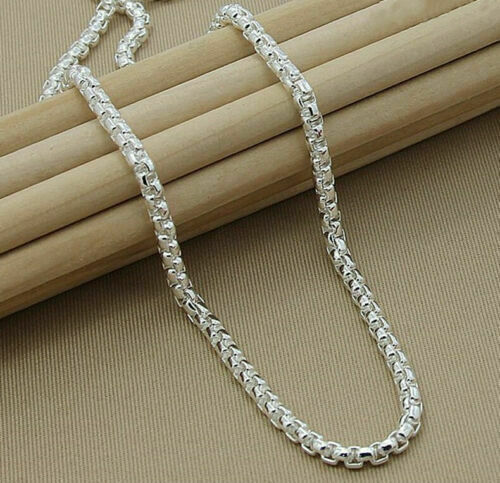 18″-24″ Mens Womens 925 Sterling Silver 4mm Smooth Round Box Link Chain Necklace