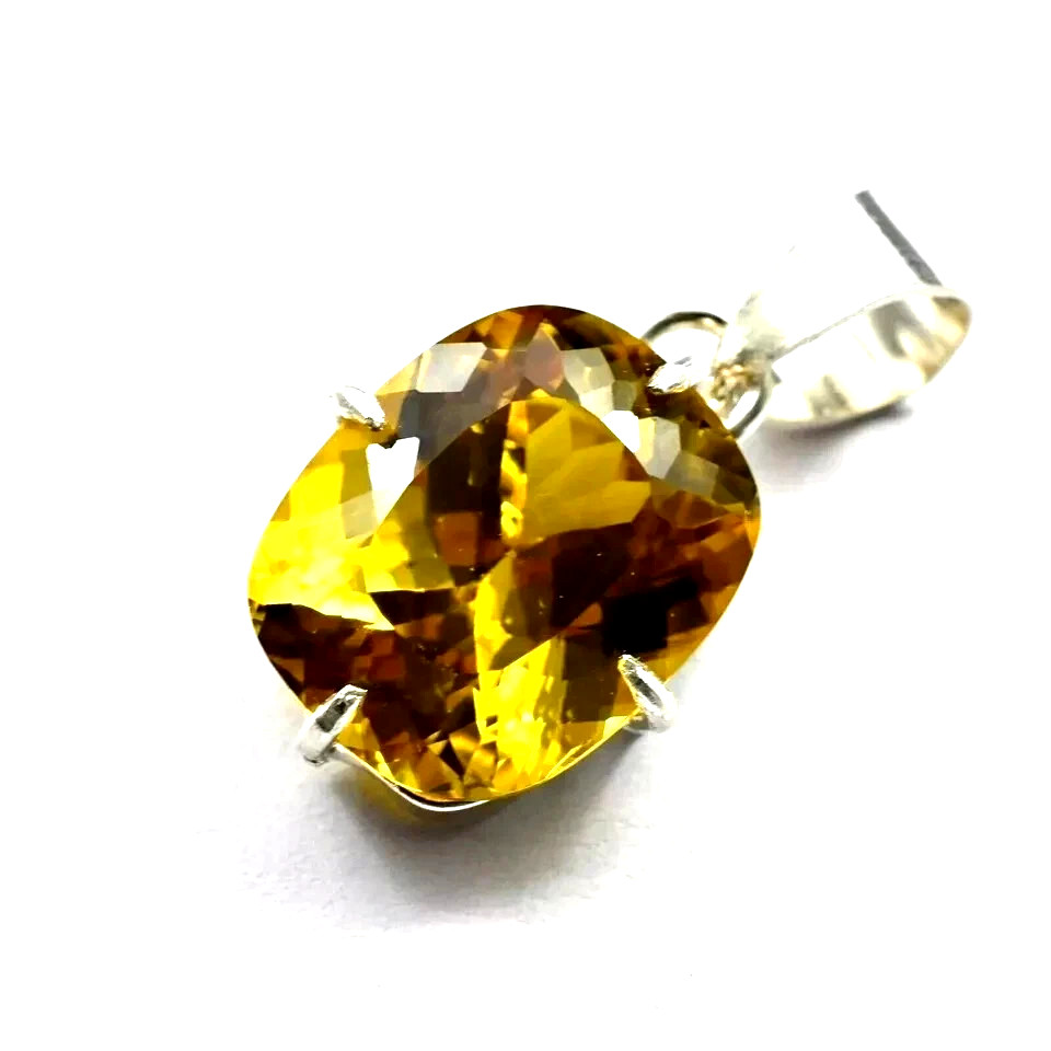 22 Ct Natural Yellow Sapphire Cushion Cut 925 Solid Silver Pendant Gemstone