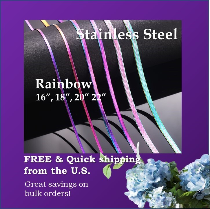 1-10pc Stainless Steel Rainbow Herringbone Chain Necklace Wholesale Bulk Lot