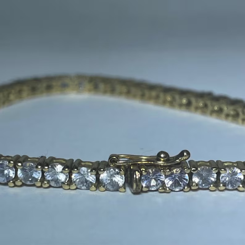 7′ Inch Long Tennis Wedding Bracelet Solid 14K Yellow Gold 6 CT Round Cut VVS1