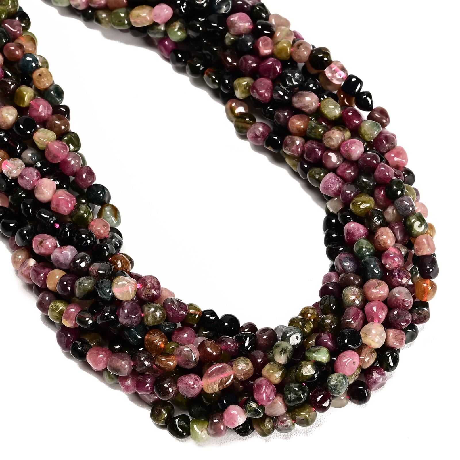 Natural Genuine Multi Color Tourmaline Nugget Beads Size 4-6mm 15.5″ Strand