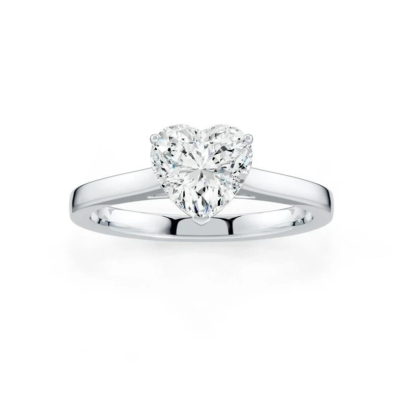 D Color VVS 1 CT Heart Cut Moissanite Ring Solid 925 Sterling Silver Jewelry